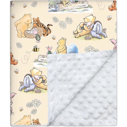 Sirjiera Classic Bear Baby Blanket for Tollder, Nursery Blankets with Double Layer Dotted Backing, Cute Bear Printed Bed Throw Blanket, Baby Newborn Essentials for New Parents 30 * 40IN