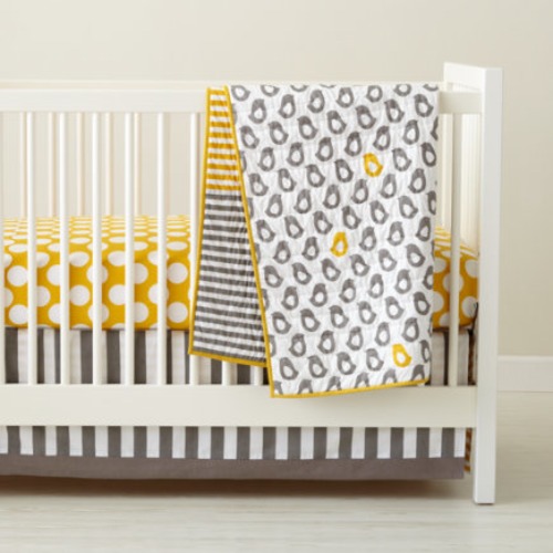 Crib Bedding - Yellow Stripe Chick Crib Quilt