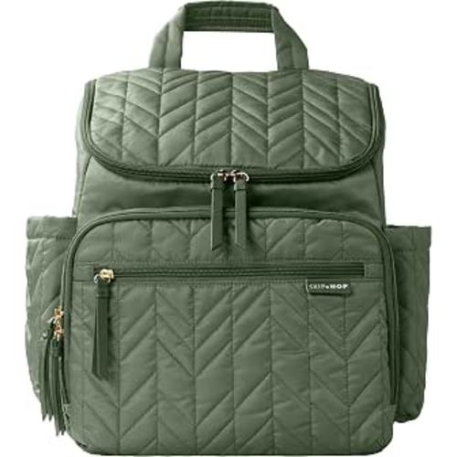 Skip Hop Diaper Bag Backpack: Forma, Multi-Function Baby Travel Bag with Changing Pad & Stroller Attachment, Sage