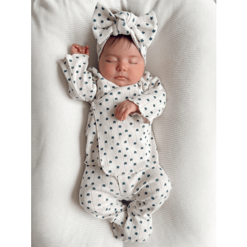 Blue Flower / Organic Pointelle Newborn Set