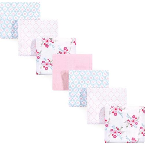 Luvable Friends Unisex Baby Cotton Flannel Receiving Blankets, Floral 7-Pack, One Size