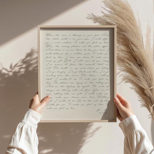 Song Lyrics Wall Art Gift for Wife Song Lyric Print First Dance Song Lyrics Paper Anniversary Gift First Wedding Gift Song Lyrics Wall Art