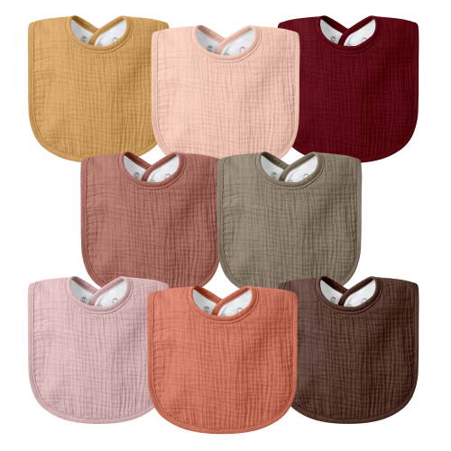 8-Pack Muslin Baby Bibs for Boys & Girls, Soft Cotton Absorbent Bandana Drool Bibs for Drooling & Teething