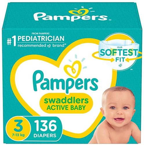 Diapers Size 3, 136 Count - Pampers Swaddlers Disposable Baby Diapers, Enormous Pack (Packaging May Vary) - Size 3 (Pack of 136)