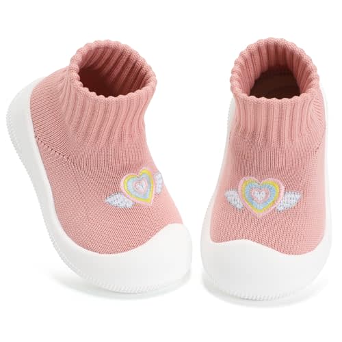 STQ KIDS Baby Sock Shoes Toddler Walking Shoes Soft Slippers | Wide Toe Box, Flexible Barefoot Sole, Non-Slip, Easy slip on/off, Breathable, for First Walker, 1 Year Old Boy Girl Gifts