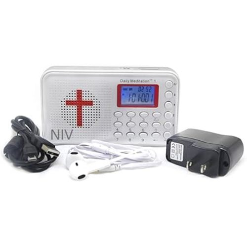 Daily Meditation NIV Audio Bible Player - New International Version Electronic Talking Bible with Charger and Earphone, Portable to Listen at Anywhere Anytime