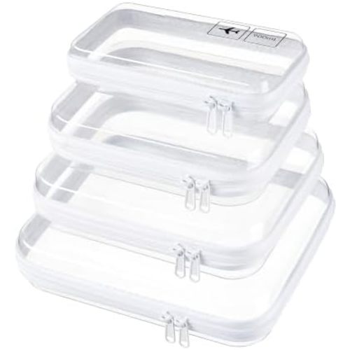4 Sizes Clear Hard Shell Zipper Case, TSA Accepted Travel Bags