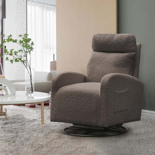 Muumblus Nursery Mothers' Swivel & Gliding Rocker, Dark Gray Velvet Chair with Headrest & Lumbar Pillow