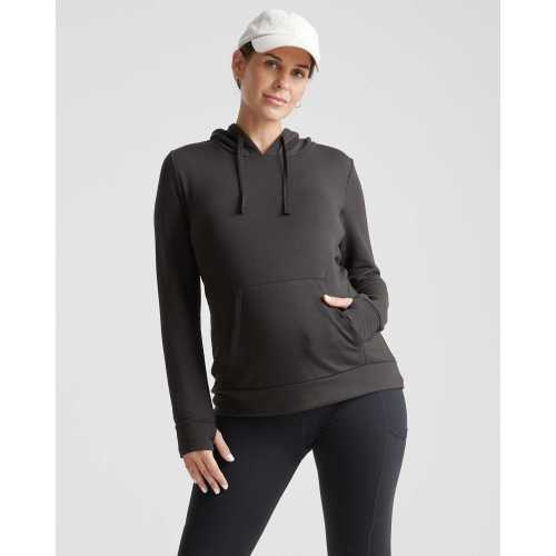 SuperSoft Fleece Maternity & Nursing Hoodie in Black