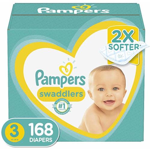 Diapers Size 3, 168 Count - Pampers Swaddlers Disposable Baby Diapers, ONE MONTH SUPPLY - 168 Count (Pack of 1)