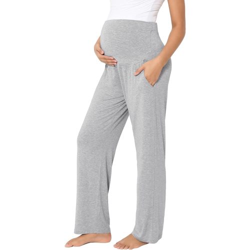 Maternity Pajama Pants Viscose from Bamboo Pregnancy Lounge Pants Soft Comfy Loose Stretchy Trousers with Pockets