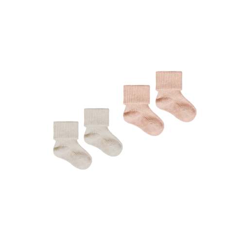 Quincy Mae Melange Socks - Oatmeal, Rose