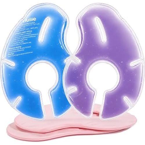 Nuliie Hot & Cold Breast Therapy Packs, 2 Pack Color-Changing Breast Pads with Soft Modal Covers, Reusable Ice Pack for After-Pumping Comfort, Breastfeeding Essentials for Postpartum Care, Pink