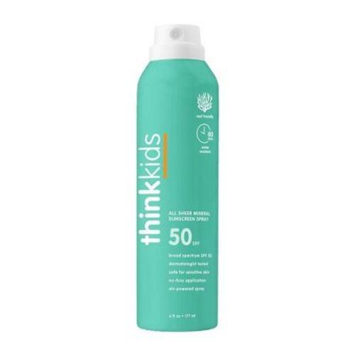 thinkbaby All Sheer Mineral Sunscreen Spray with Non-Nano Zinc Oxide, UVA/UVB Protection - Water Resistant SPF 50 - 6oz