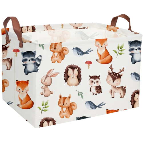 Rectangular Kids Storage Bin Animal Basket Cartoon Storage Basket with Handles for Organizing Home Kitchen Boys and Girls Toys Bins Shelf Baskets(Autumn animals)