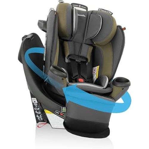 Evenflo Revolve360 Extend All-in-One Rotating Car Seat | with Quick Clean Cover, Rear-Facing, Forward-Facing, Highback Booster Mode, Infant to 12 Years (Rockland Green)