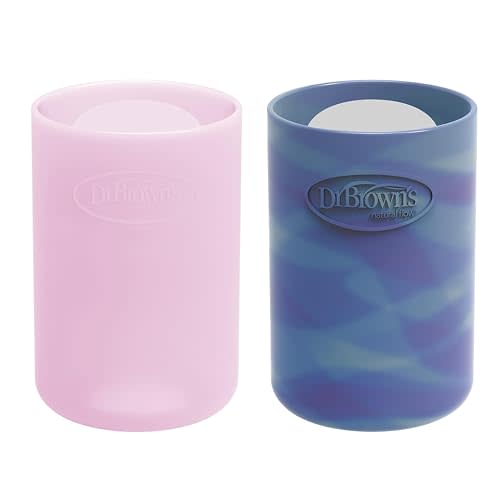 Dr. Brown's Silicone Glass Baby Bottle Sleeves for 4 oz Options+ Bottles, Pink & Glow in the Dark
