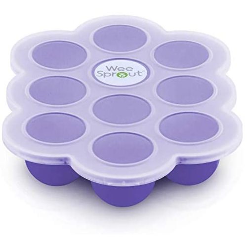 WeeSprout Silicone Baby Food Freezer Tray with Clip-on Lid by WeeSprout - Perfect Storage Container for Homemade Baby Food, Vegetable & Fruit Purees and Breast Milk - BPA Free - Purple