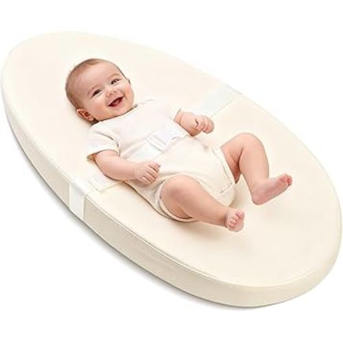 Baby Changing Pad for Dresser, with Wipeable Waterproof PU Cover, Contoured Diaper Changing Pad with Non-Slip Safety Belt, Portable Lightweight Changing Mat with Cushioned Foam, Beige