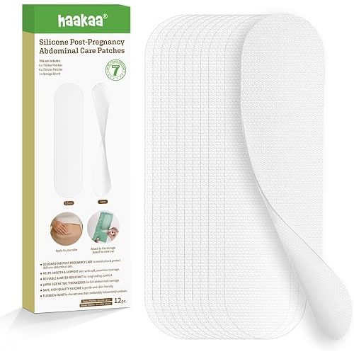 haakaa C-Section Silicone Strips, Medical-Grade Scar Sheets, 12 Patches