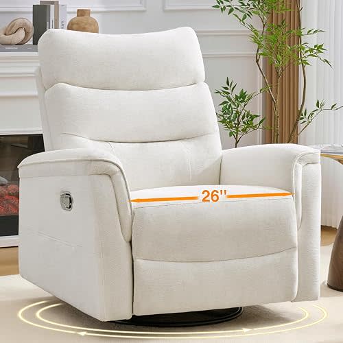 26" Manual Glider Recliner Nursery Chair,Oversized Swivel Rocker Recliner