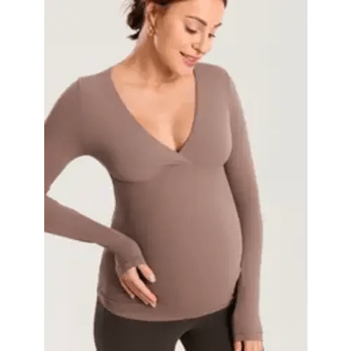 MOMANDA Maternity Nursing Tops Long Sleeve for Breastfeeding Crossover Pregnancy Nursing Shirts Soft Casual Tee - TikTok Shop