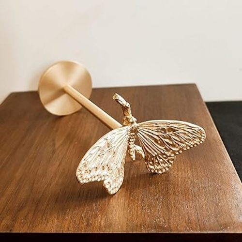 Brass Curtain Holdbacks (2 Pack) Gold Curtain Tieback Curtain Holders Backs Wall Hooks Pull Backs for Wall Mounted Home Decoration (Butterfly)