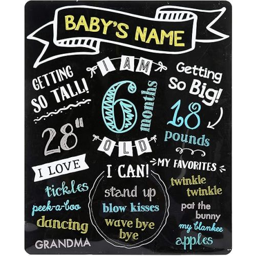 Pearhead All About Baby Milestone Photo Sharing Monthly Chalkboard, Baby Photo Prop, Black