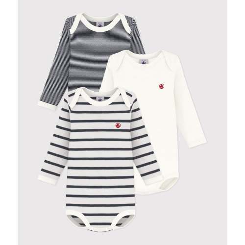 Baby 3 pack ls stripe solid bodysuit