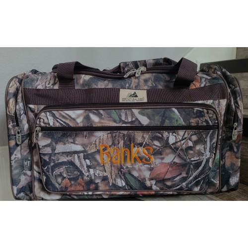 23 Inch Camo Duffle, personalize camo duffle, boys camo duffle bag, boys camo travel bag, embroider duffle