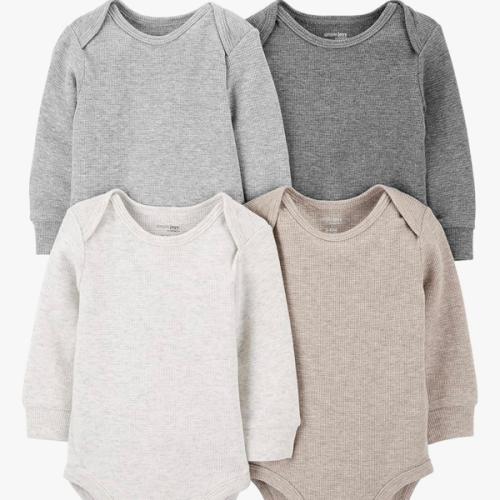 Simple Joys by Carter's Baby 4-pack Soft Thermal Long Sleeve Bodysuits