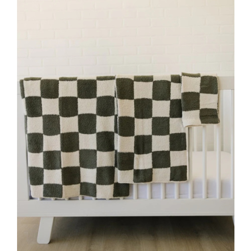 Green Checkered Plush Blanket