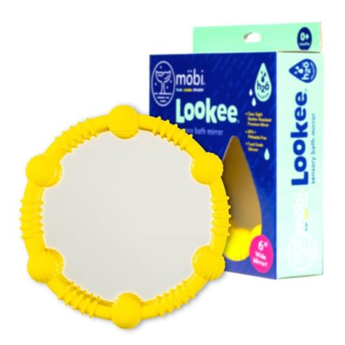 Mobi Lookee Sensory Bath Mirror for Kids, Shatterproof Baby & Toddler Bathtub Mirror Toy, BPA-Free, Suction Cups for Fun & Safe Play (6" Wide)