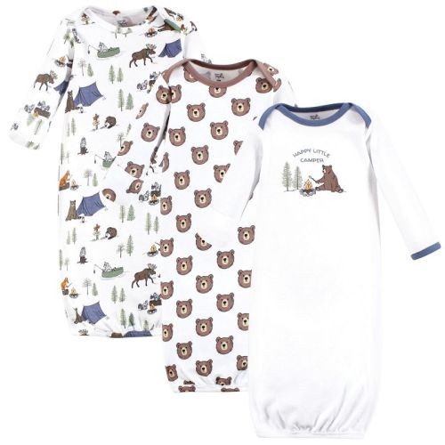 Touched by Nature Infant Boys Organic Cotton Gowns, Camping Animals