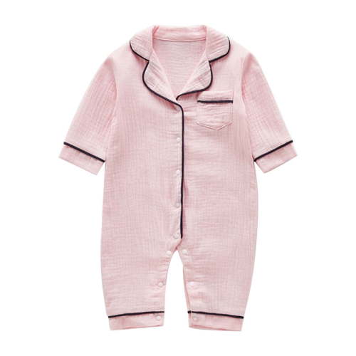 FAOWME Baby Girl Boy Pajamas Romper Button Up Pajamas Footie PJs Jumpsuit Onesie Clothes Pink 3-6 Months