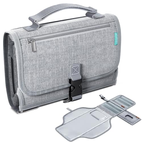 Alatino Portable Diaper Changing Pad for Baby, Detachable Travel Changing Pad with Baby Wipes Pocket, Gifts for Baby Shower, Newborn Girls and Boys (Austere Grey)