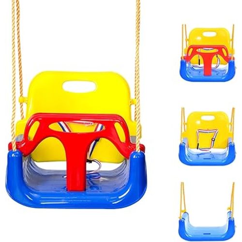 IFOYO 3-in-1 Convertible Kids Swing Seat with Detachable High-Back Support, Secure Indoor Outdoor Playground Swing for Kids