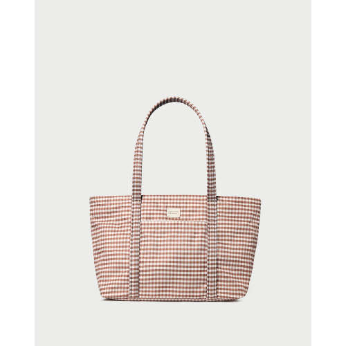 Mira Brown Gingham Everyday Tote | Totes | Handbags