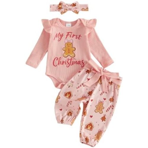 SIZE: 6-12M | Kaipiclos Newborn Infant Girl Clothes Rib Knit Romper Daisy Print Pants Headband Baby Clothes for Girls 0 3 6 12 18 24 Months