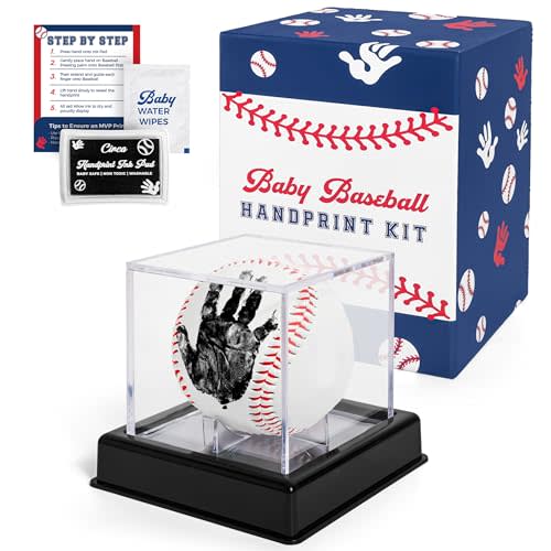 Circa Print Baby Baseball Handprint Ornament Kit, Ink Pad for Hand and Footprints - Unique Keepsake for Dads, Baby Shower Present for Moms, Newborn Gift