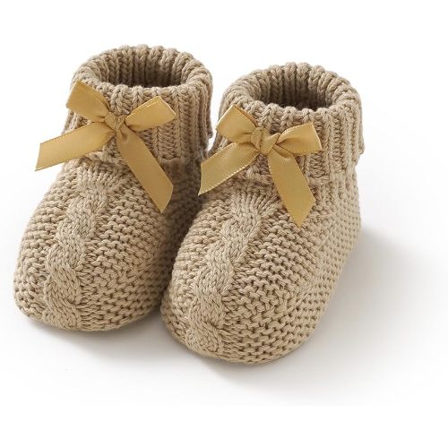 DovFanny Baby Booties Newborn 100% Cotton Cozy Knit First Shoes
