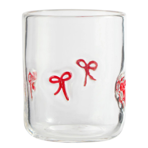 Red Ribbon Icon Glass 17.5oz | At Home