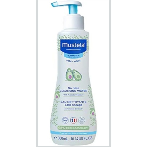 Mustela Baby Cleansing Water - No-Rinse Micellar Water - with Natural Avocado & Aloe Vera - for Baby's Face, Body & Diaper - 1 or 2-Pack - Various Sizes