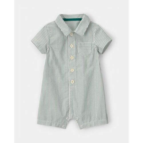 Baby Boy Stripe Short-Sleeve Romper - Green/White | Carter's