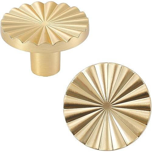 6 Pack Gold Kitchen Cabinet knobs and Pulls - Brushed Gold Zinc Cupboard Drawer Handles for Dresser Drawers