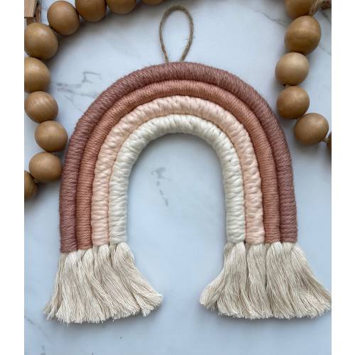 Macrame Rainbow Wall Hanging: Peach Ombre Boho Nursery Decor