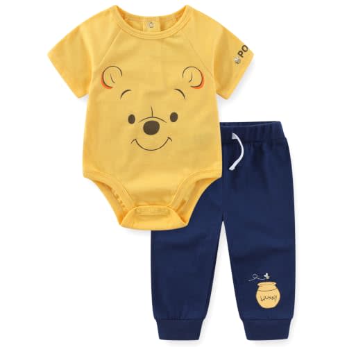 Disney Cars Toy Story Winnie the Pooh Stitch Monsters Inc. Baby Boys Bodysuit and Pants 2 Piece Set for Newborn Infant