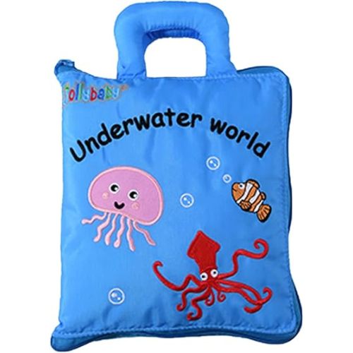 Jollybaby Quiet Book Montessori Toys, Toddlers Travel Toy, Preschool Learning Activities Early Educational Toy, 10 Sensory Activities Busy Book for Boys & Girls with Zipper(Underwater)