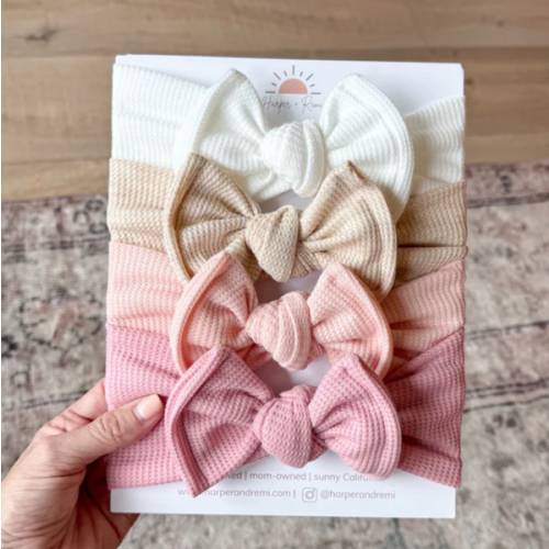 Everyday Essentials Basics (Neutral + Pink) | Waffle Baby Bow Bundle | Harper + Remi