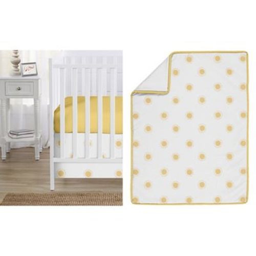 Sweet Jojo Designs Boy, Girl, Unisex/Gender Neutral 3pc Baby Crib Bedding Set Boho Sun White and Mustard Yellow